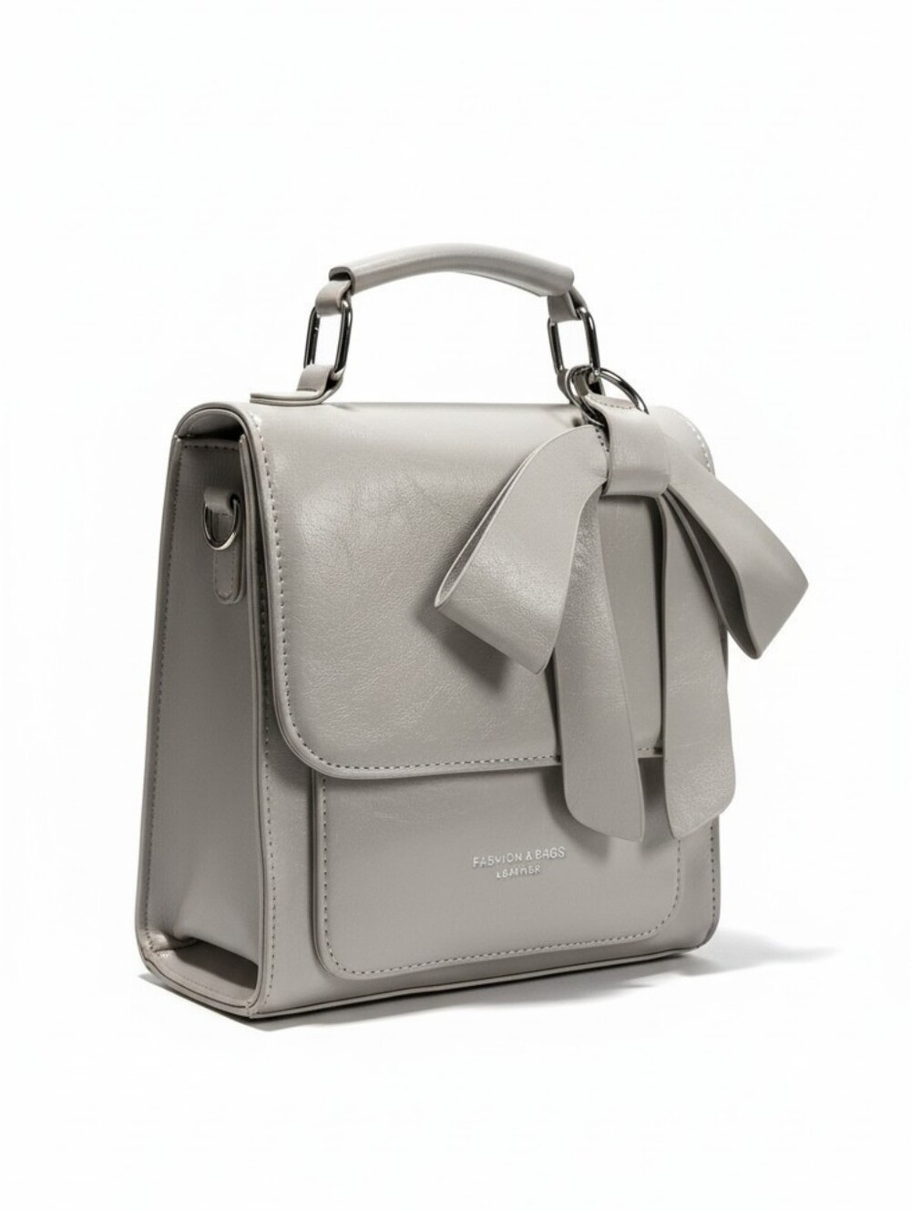 Sassified Boutique Nwot Classic Convetible Bag With Bow Accents in grey.